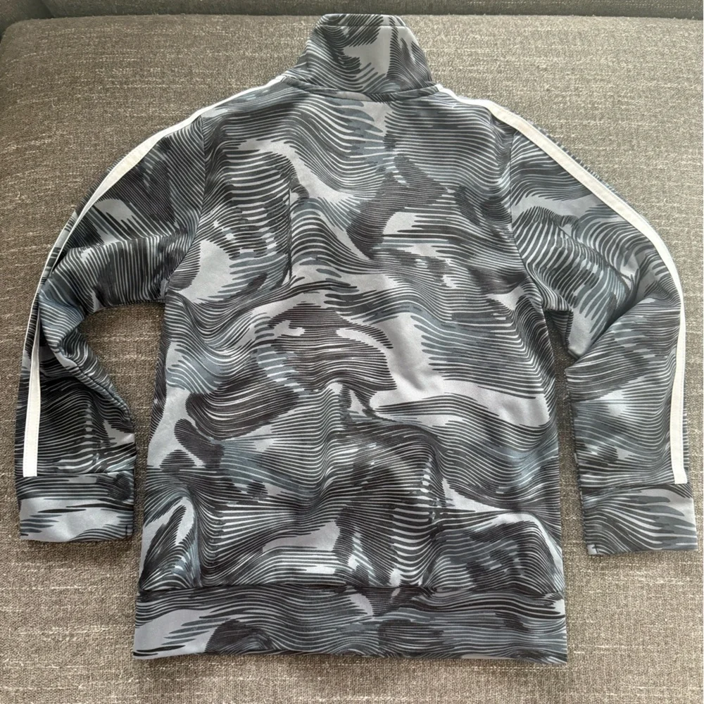81 Adidas Kids Track Jacket 5 Black Gray White Full Zip Athletic Activewear